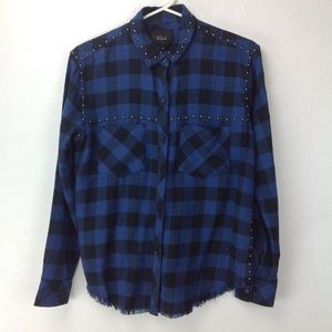 Blue and black buffalo check Rails button up Embellished